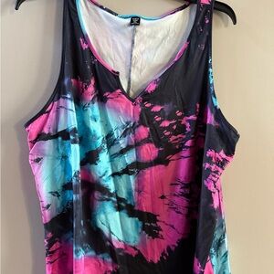 SHEIN Black and Pink Tie-Dye Tank Top